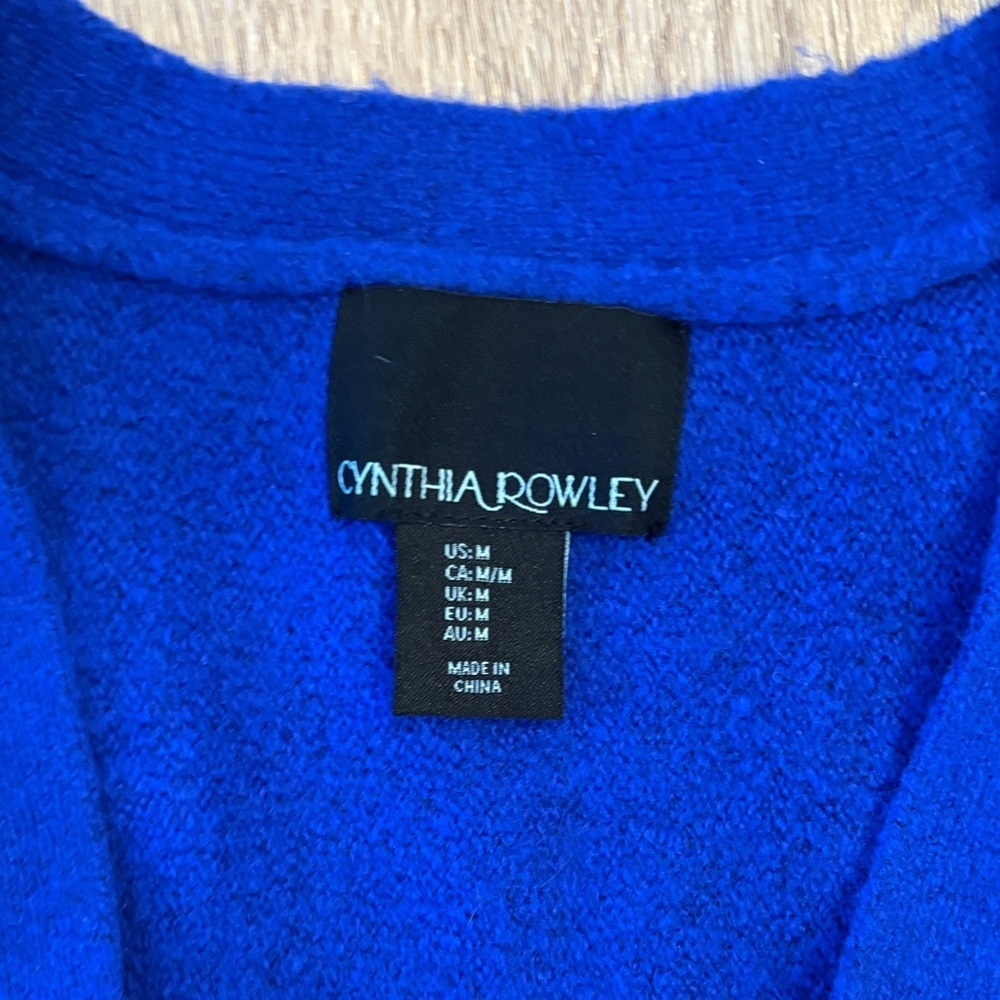 Cynthia Rowley V-Neck Sweater in Vibrant Blue - Picture 2 of 3